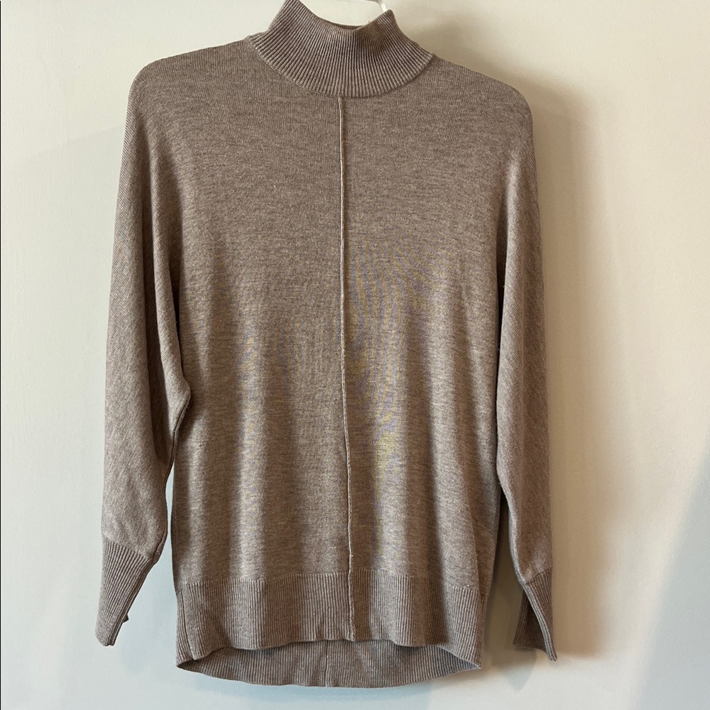 Magaschoni - XS, beige/tan, cashmere blend sweater, mock neck